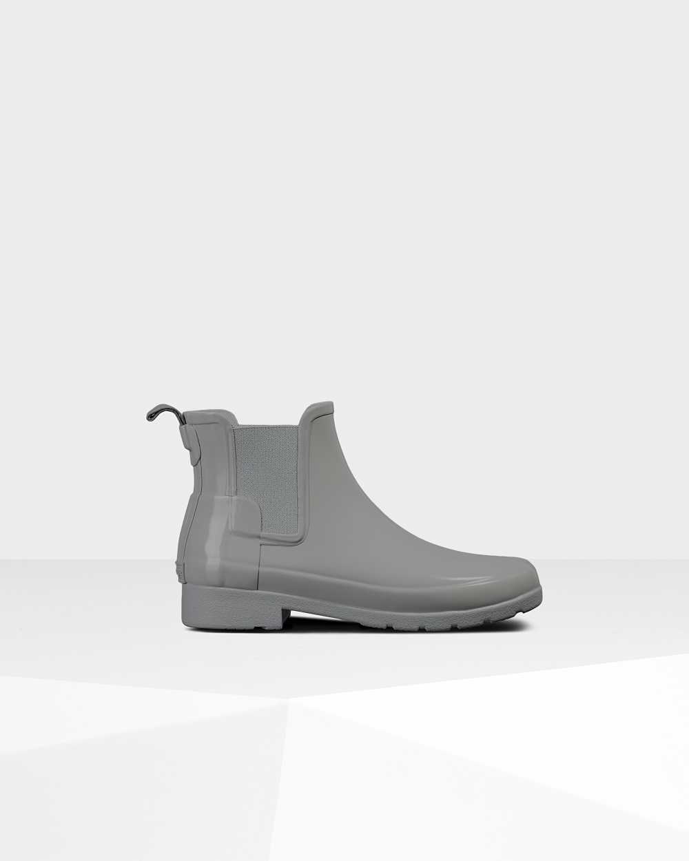 Womens Hunter Refined Gloss Slim Fit Chelsea Boots Grey | LJZKSC-619